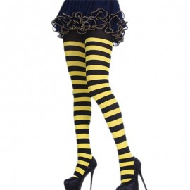 Bas collant abeille à rayures noir et jaune pour femme