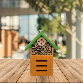 Green Wooden Bee House | Unique Handmade Garden Bee Hotel