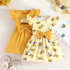 Robe été Bébé Abeille 'Douce Mélodie des Ailes' -  Lot de 2 pièces !
