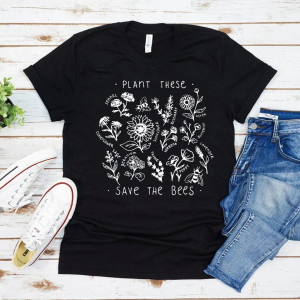 T-shirt femme Plant These ... Save the bees Couleur Noir