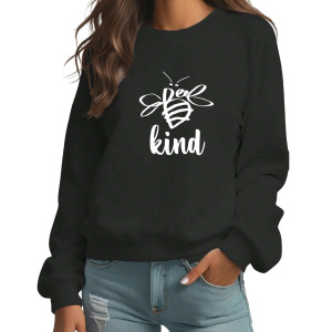 Sweat-shirt Abeille BEE Kind à manches longues et col rond Couleur Noir