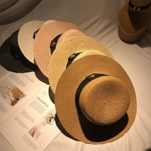 Chapeau de paille rétro tressé pour femme avec petite abeille - 5 couleurs au choix !