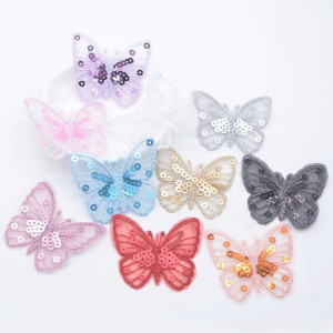 Écussons Papillon à coudre Aile de Papillon Maille et Paillettes