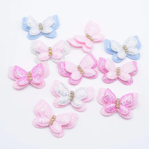 Écussons Papillon Ailes Papillon Double Papillon Scintillant - Lot de 10 pièces - 6 couleurs au choix