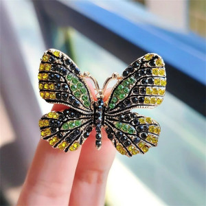 Magnifiques Broches Papillon aux Ailles Colorées avec Strass Doré