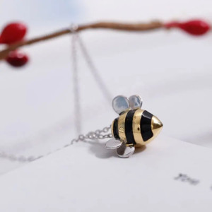 Collier et pendentif mignonne abeille en argent Sterling 925
