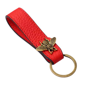 Royal Elegance Bee Keychain | Leather & Bronze Bee Charm