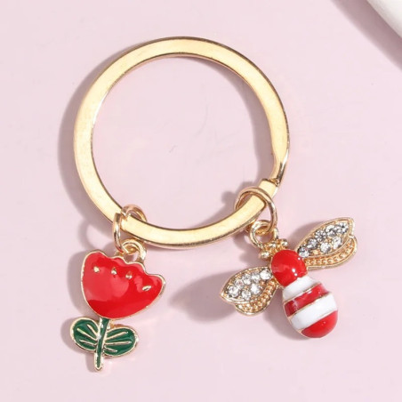 Cute Red Garden Bee Keychain | Unique Gift for Bee Lovers