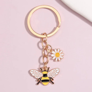Cute Shimmering Honey Flower Bee Keychain | 1001Bees