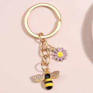 Cute Bee Keychain with Lavender Flower | Unique Women's Gift