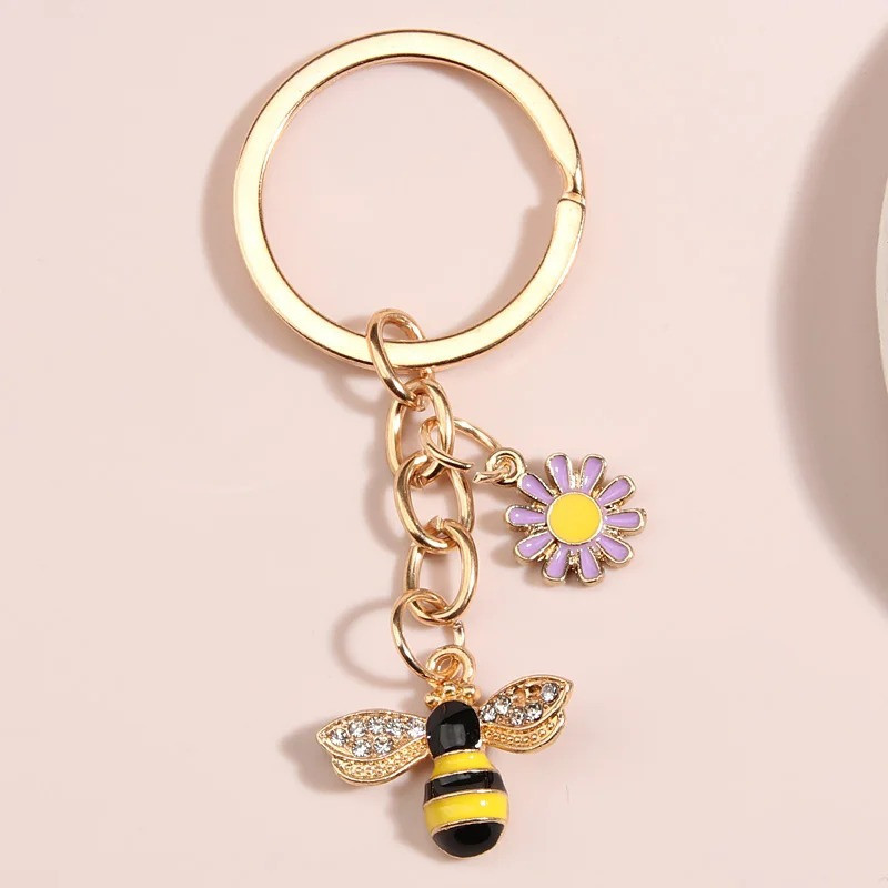 Cute Bee Keychain with Lavender Flower | Unique Women's Gift