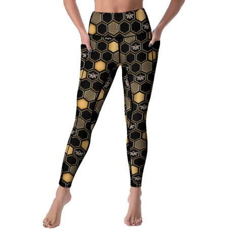 "Queen Bee" Honeycomb Leggings | Cute Bee Yoga & Casual Wear