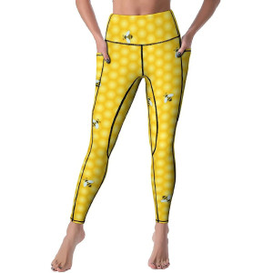 Cute Bee & Honeycomb Leggings | "Hive Sweetness" Yoga Pants