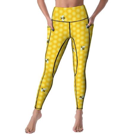 Cute Bee & Honeycomb Leggings | "Hive Sweetness" Yoga Pants