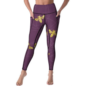 Women's Bee Leggings "Royal Bee in Purple" - Cute & Comfy