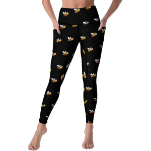Cute Bee Leggings "Black Bee Dance" | High-Waist & Pockets
