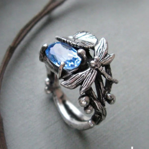 Enchanted Dragonfly Ring with Blue Zircon | Cute Jewelry Gift