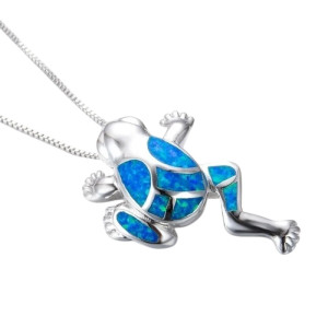 Azure Shimmer Frog Necklace | Cute Nature Jewelry Gift