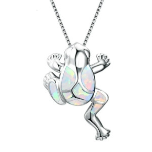 Cute Opal Frog Pendant Necklace | Unique Gift for Women