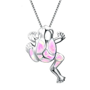 Pink Glow Frog Necklace | Cute Nature Jewelry Gift for Women