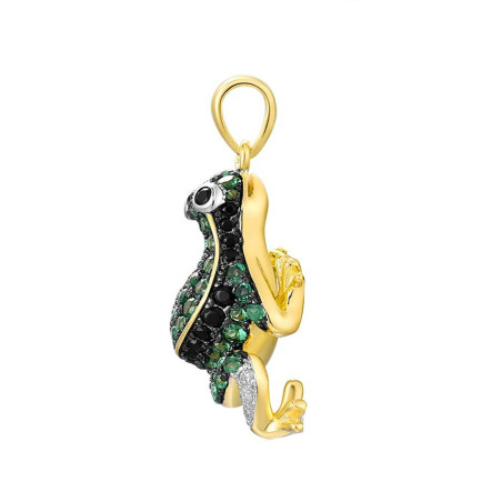 Cute Frog Pendant 925 Silver with Green Spinel | Unique Jewelry