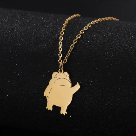 Funny Middle Finger Frog Necklace | Stainless Steel Jewelry
