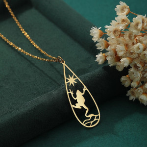 Sunset Frog Necklace | Cute Stainless Steel Nature Jewelry