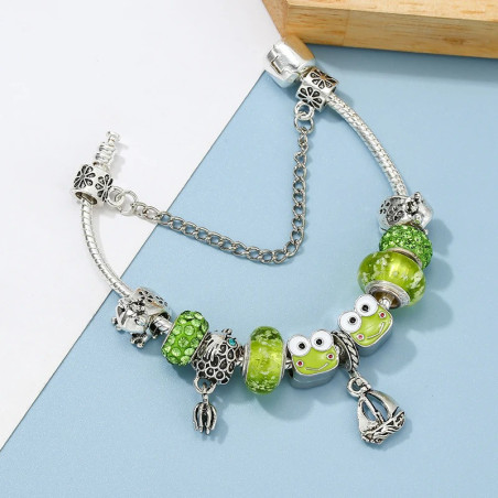Emerald Frog Charm Bracelet | Unique Gift for Nature Lovers