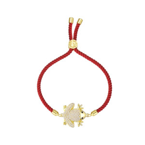 Bracelet Grenouille Rouge Éclat Doré