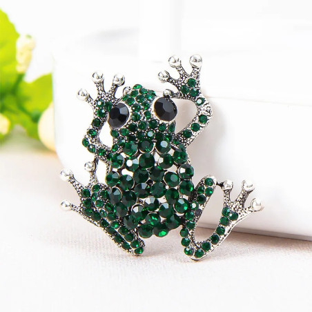 Cute Frog Brooch Pin | Rhinestone Animal Jewelry Gift for Her