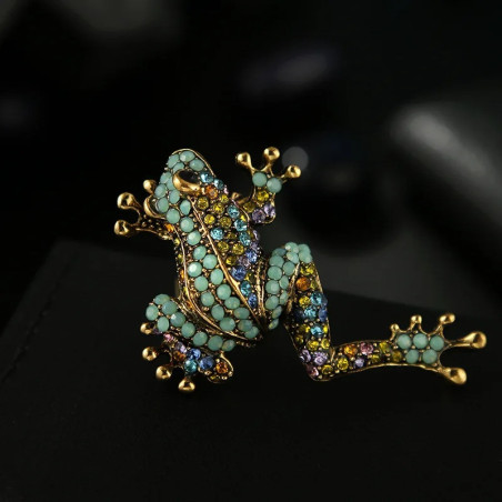 Royal Mosaic Frog Brooch - Elegant Nature Jewelry Gift