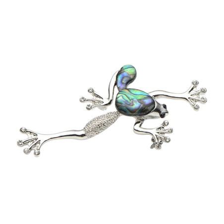 Aquatic Shimmer Frog Brooch | Cute Mother of Pearl Frog Pin