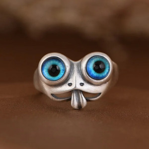 Bague Grenouille Regard Saphir Éclatant en Argent 925 Sterling