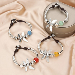 Silver Dragonfly Beaded Bracelet | Cute Jewelry Gift for Her