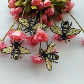 Set of 6 Cute Bee Embroidered Patches for DIY & Decor