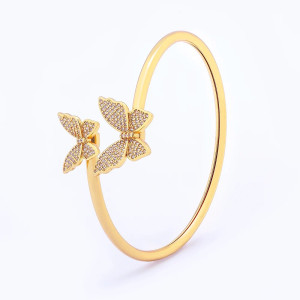 Gold Crystal Butterfly Bracelet | Adjustable Cuff Jewelry