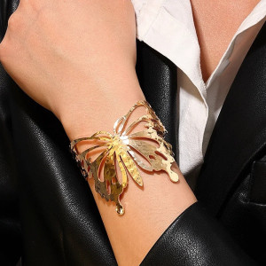 Gold & Silver Butterfly Cuff Bracelet | Unique Nature Jewelry