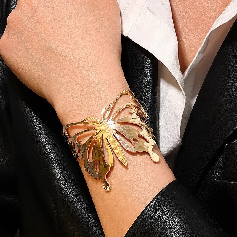 Gold & Silver Butterfly Cuff Bracelet | Unique Nature Jewelry