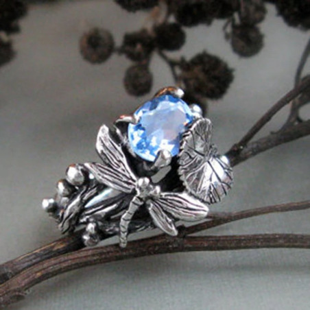 Enchanted Dragonfly Ring with Blue Zircon | Cute Jewelry Gift