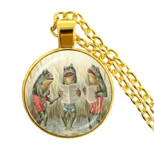 Singing Frogs Necklace | Cute Vintage Frog Jewelry Gift