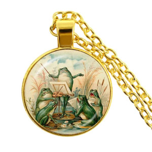 Vintage Frog Orchestra Necklace | Nature & Music Jewelry