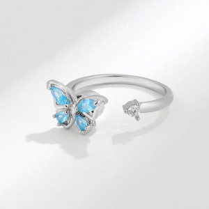 Bague Papillon Cristal Azur