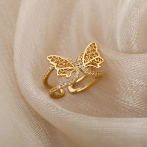 Bague Papillon Doré Majestueux