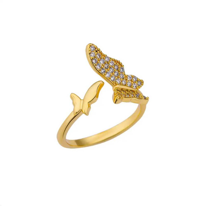 Gold Crystal Butterfly Ring | Elegant & Unique Women's Gift