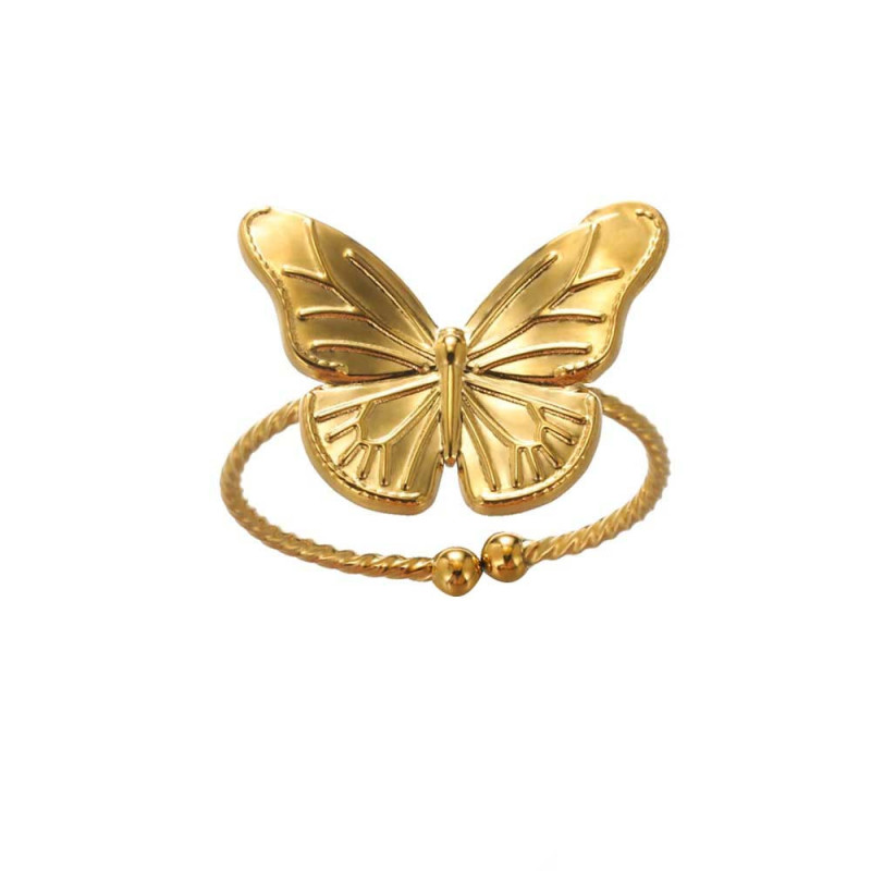 Timeless Elegance Gold Butterfly Ring | Adjustable Jewelry