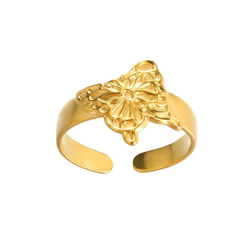 Sculpted Gold Butterfly Ring – Minimalist & Timeless Elegance