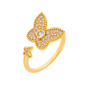Sparkling Gold Butterfly Ring | Cute Adjustable Women's Jewelry