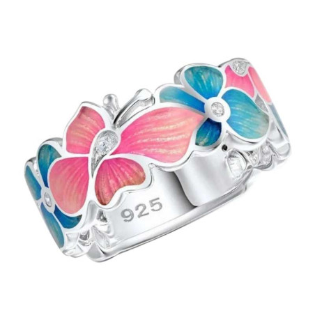 Cute Enamel Butterfly Ring | 925 Sterling Silver Jewelry