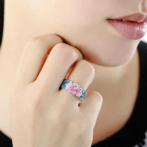 Cute Enamel Butterfly Ring | 925 Sterling Silver Jewelry