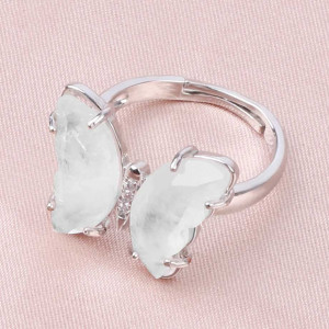 Cute Lunar Quartz Butterfly Ring | Unique Gift for Women | 1001Bees